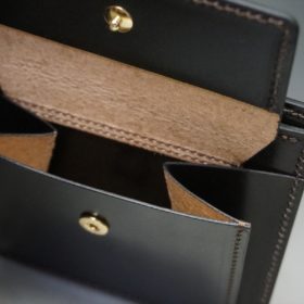 ホーウィン社製シェルコードバンのバーガンディ色の二つ折り財布（ゴールド色）-1-10