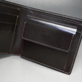 ホーウィン社製シェルコードバンのバーガンディ色の二つ折り財布（ゴールド色）-1-9