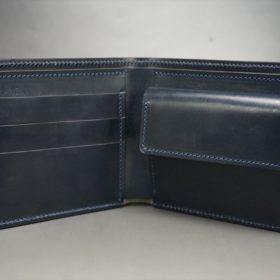 ホーウィン社製シェルコードバンのネイビー色の二つ折り財布（ゴールド色）-1-6