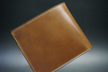 ロカド社製シェルコードバンのブラウン色の二つ折り財布（ゴールド色）-1-1