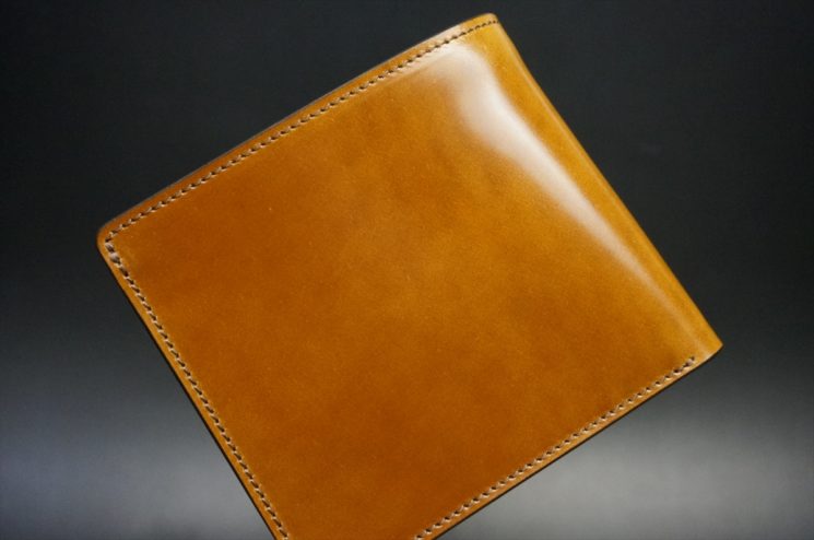 新喜皮革社製オイルコードバンのコニャック色の二つ折り財布（ゴールド色）-1-1