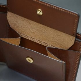新喜皮革社製オイルコードバンのコニャック色の二つ折り財布（ゴールド色）-1-12