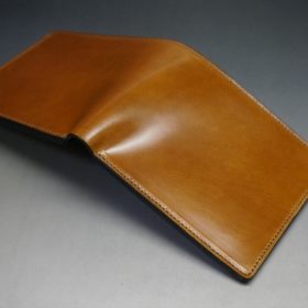 新喜皮革社製オイルコードバンのコニャック色の二つ折り財布（ゴールド色）-1-5