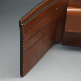 新喜皮革社製オイルコードバンのコニャック色の二つ折り財布（ゴールド色）-1-9