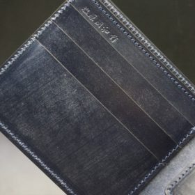 新喜皮革社製顔料仕上げコードバンのネイビー色の二つ折り財布（ゴールド色）-2-6