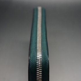 クレイトン社製ブライドルレザーのグリーン色のラウンドファスナー長財布（シルバー色）-1-5