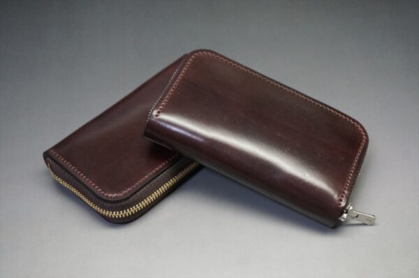 ホーウィンコードバンのバーガンディ色のミニ財布