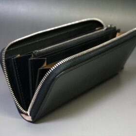 即納品！ブライドルレザー 長財布(特選品/セドウィック/ブラック/金具シルバー色) - 画像 (9)