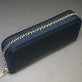 コードバン ミニ財布（ホーウィン社/ネイビー色/金具:ゴールド色） - 画像 (3)
