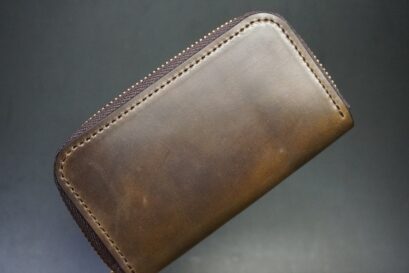 ホーウィンコードバンの希少なマーブルダークコニャックのミニ財布