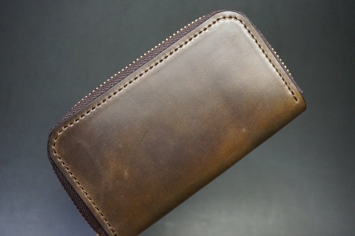 ホーウィンコードバンの希少なマーブルダークコニャックのミニ財布